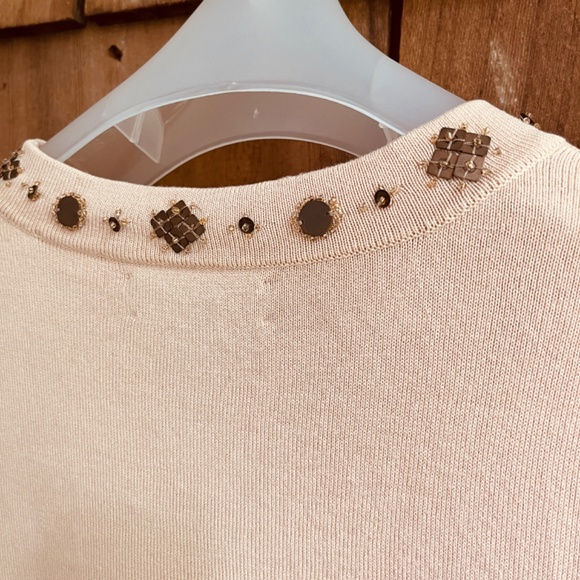 Jones New York 3/4 Sleeve Pullover Sweater Embellished Beads Sequins Neckline M - Picture 11 of 13
